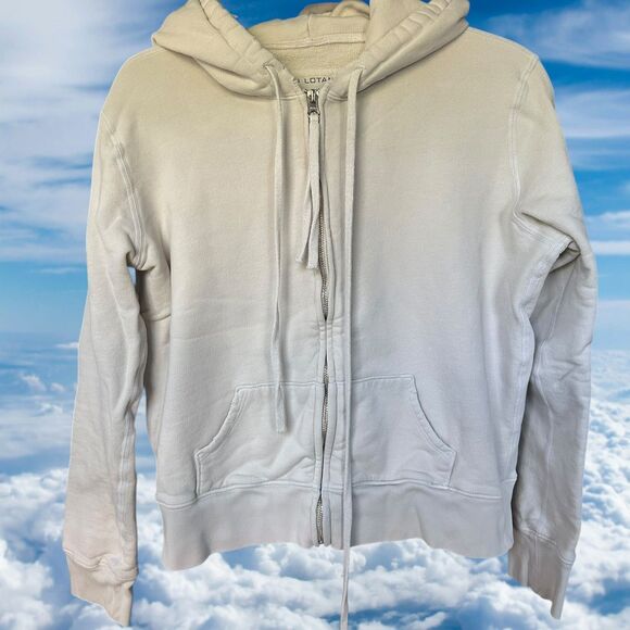 Nili Lotan Callie Zip Up Hoodie Size Medium Intentional Distress Cotton - Picture 1 of 8